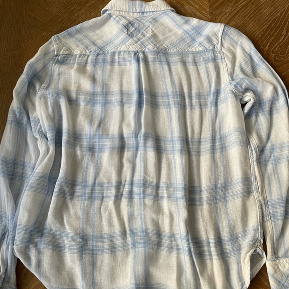 Rails Charli pale blue and white linen / rayon shirt size XS - Picture 4 of 4
